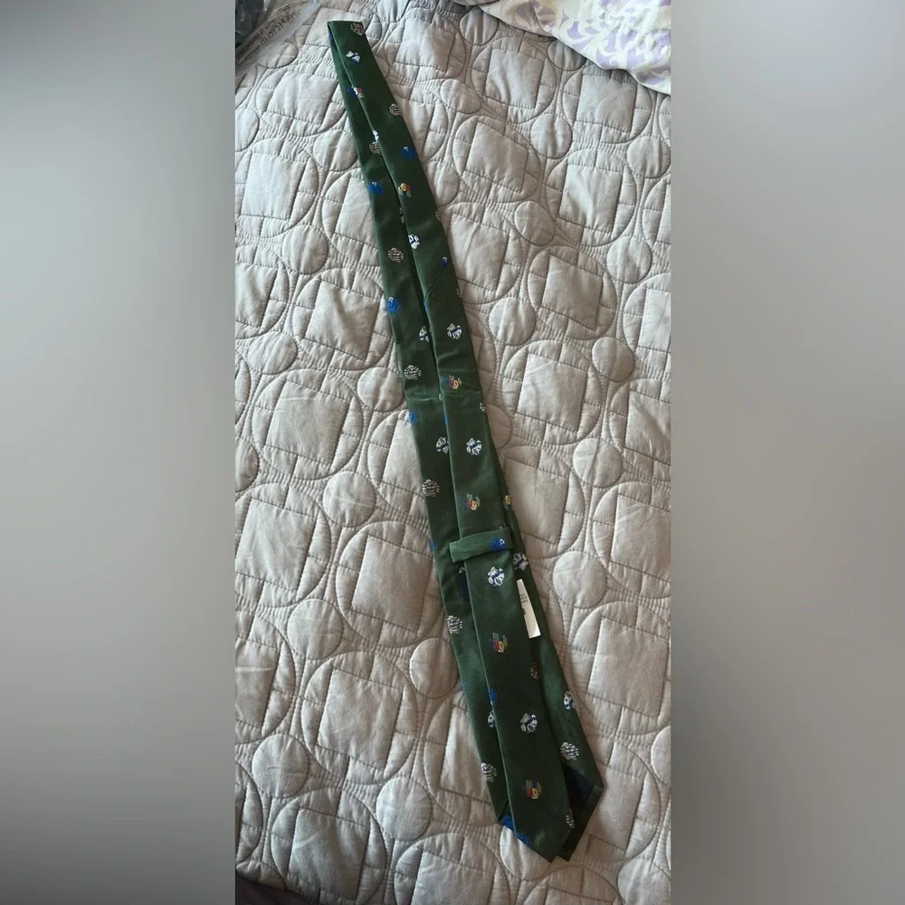 J. Crew Green and Blue Silk Tie with Pattern